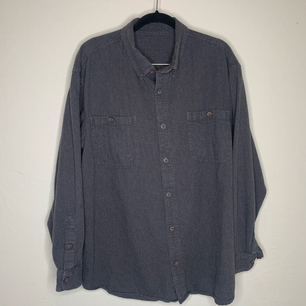 Gray Flannel Shirt Button Up Sz ? XL Lightweight